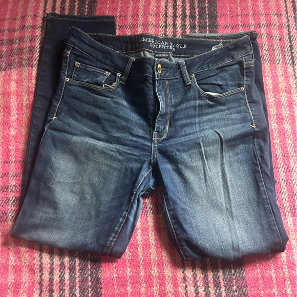 American Eagle Dark Indigo Skinny Jeans Size 14 - Picture 1 of 2